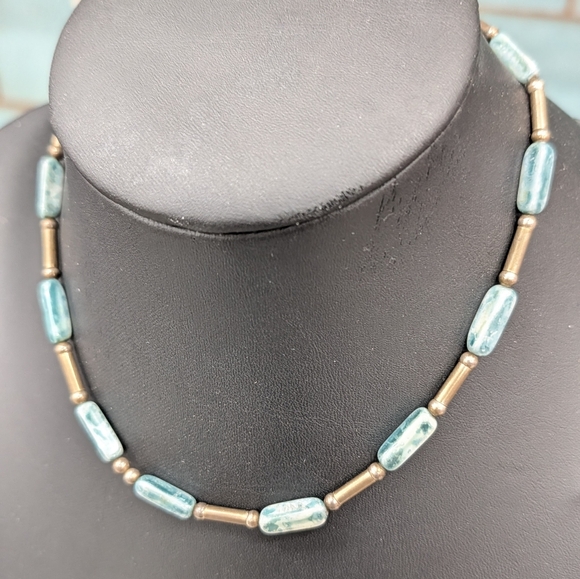 Sterling Silver Australian Beads And Mother Of Pearl Choker Necklace - Picture 4 of 12